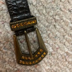 Berge’ leather amber studded Italian belt